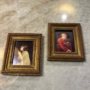 Vintage Italian Framed Pair of Boy/Girl Prints
